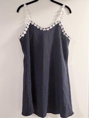 Vintage LA SENZA Polka Dot Lace-Trim Slip Dress
